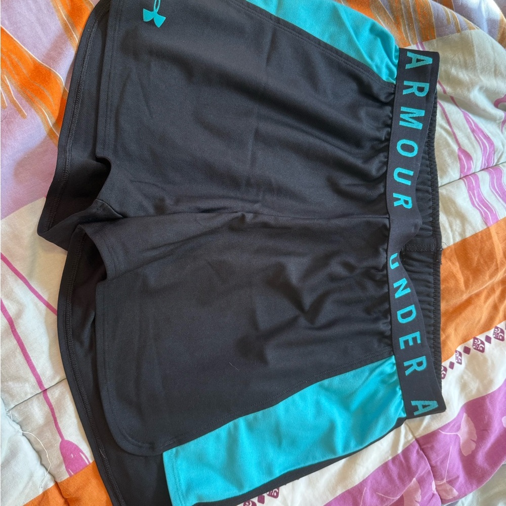 Under Armour Black and Teal Performance Shorts